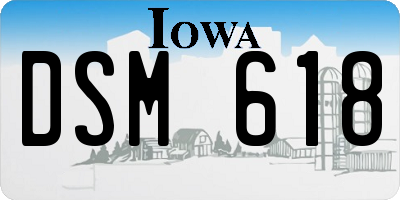 IA license plate DSM618