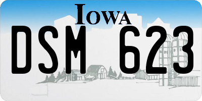 IA license plate DSM623