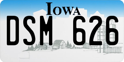 IA license plate DSM626