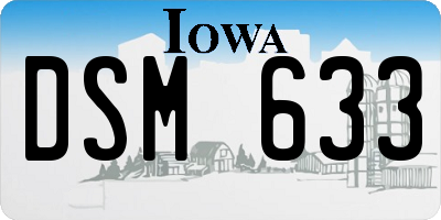 IA license plate DSM633