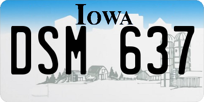 IA license plate DSM637