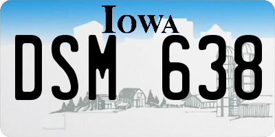 IA license plate DSM638