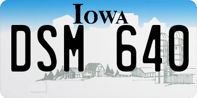 IA license plate DSM640
