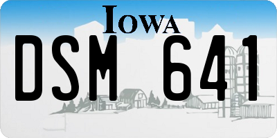 IA license plate DSM641