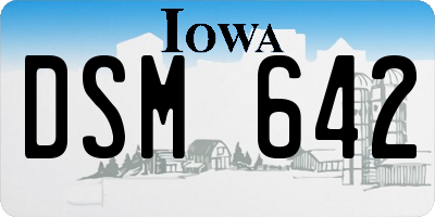 IA license plate DSM642