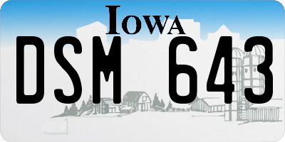 IA license plate DSM643