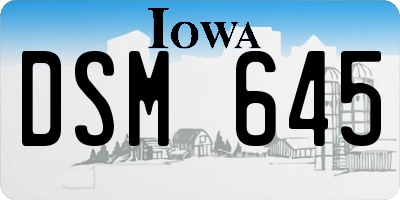 IA license plate DSM645