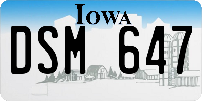 IA license plate DSM647