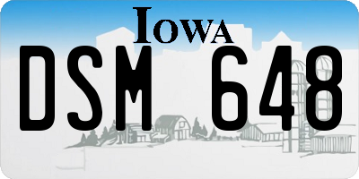 IA license plate DSM648