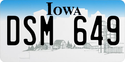 IA license plate DSM649