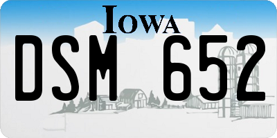 IA license plate DSM652