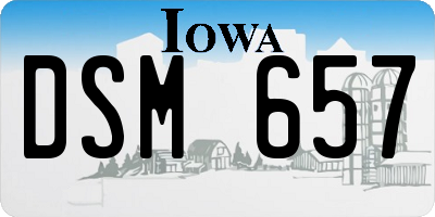 IA license plate DSM657