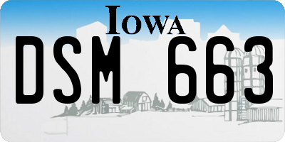 IA license plate DSM663