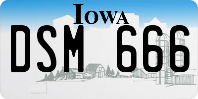 IA license plate DSM666