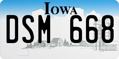 IA license plate DSM668