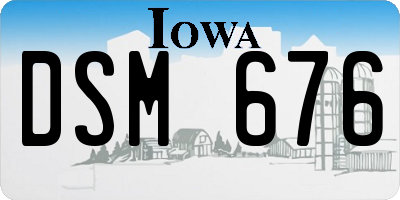 IA license plate DSM676