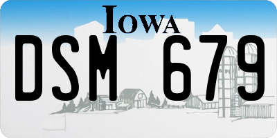 IA license plate DSM679