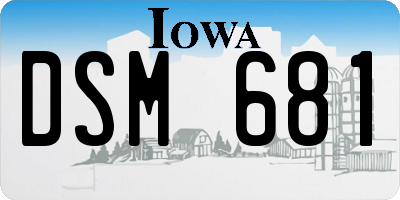IA license plate DSM681