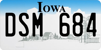 IA license plate DSM684