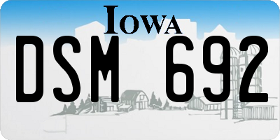 IA license plate DSM692