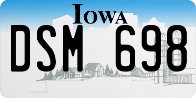 IA license plate DSM698