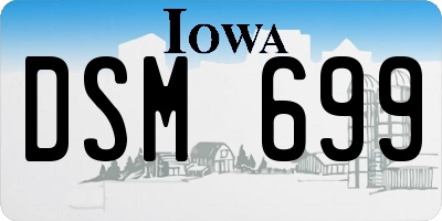 IA license plate DSM699