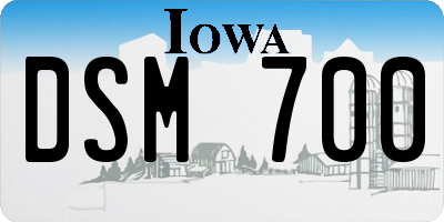 IA license plate DSM700
