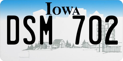 IA license plate DSM702