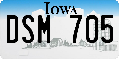 IA license plate DSM705