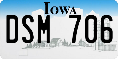 IA license plate DSM706