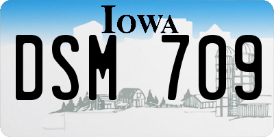 IA license plate DSM709
