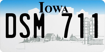 IA license plate DSM711