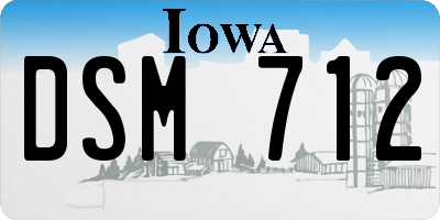 IA license plate DSM712
