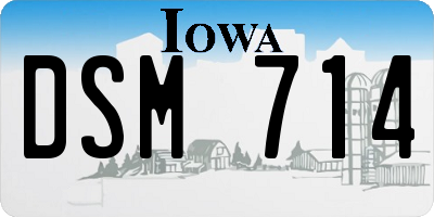 IA license plate DSM714