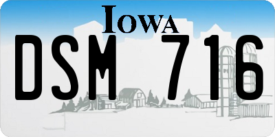 IA license plate DSM716