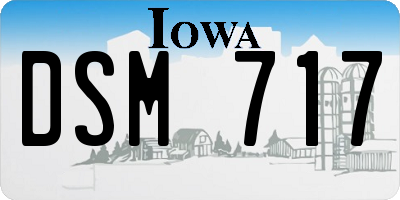 IA license plate DSM717