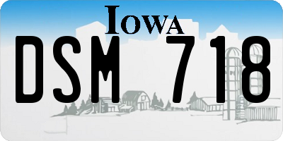 IA license plate DSM718