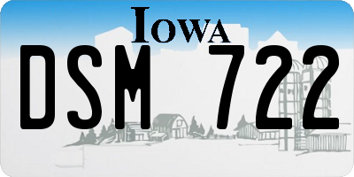 IA license plate DSM722