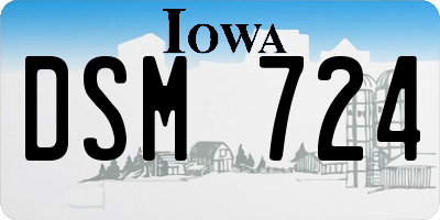 IA license plate DSM724