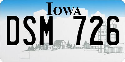 IA license plate DSM726