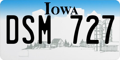 IA license plate DSM727