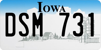 IA license plate DSM731