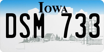 IA license plate DSM733