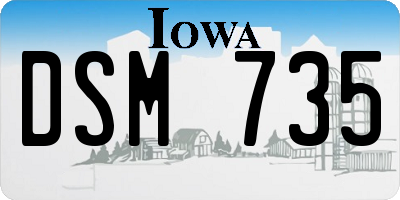 IA license plate DSM735