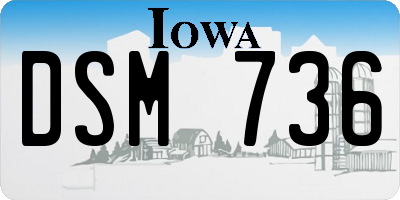 IA license plate DSM736