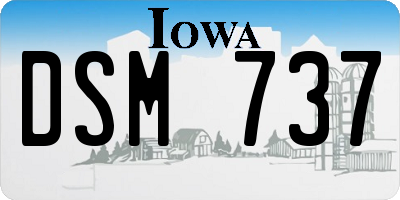IA license plate DSM737