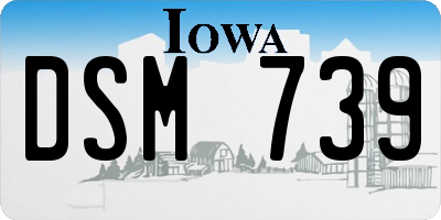 IA license plate DSM739