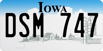 IA license plate DSM747
