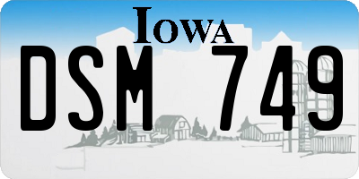 IA license plate DSM749