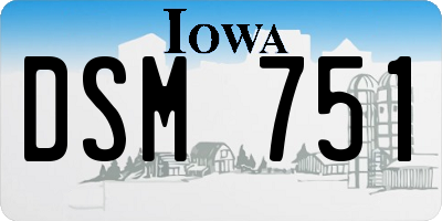 IA license plate DSM751